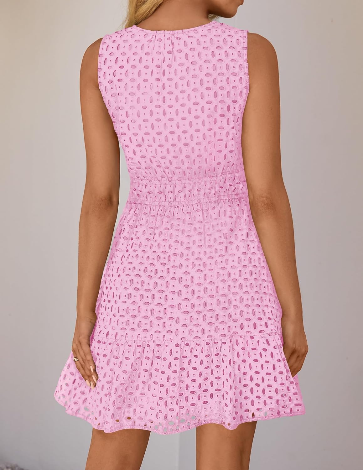 Women's Elegant Sleeveless Hollow Out Casual Mini Dress