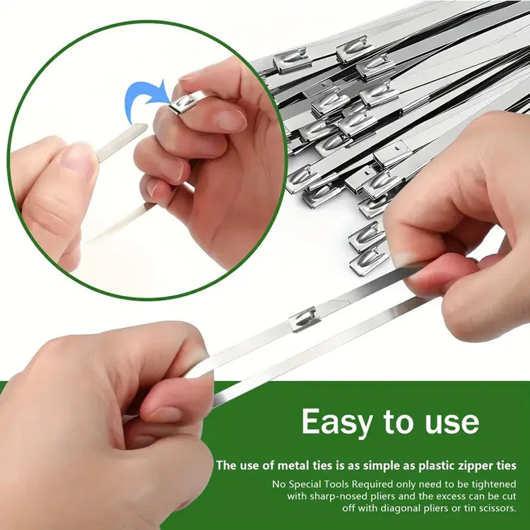 Lock It Tight β 100PCS Stainless Steel Heavy-Duty Cable Ties for Every Task