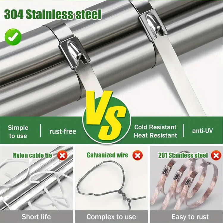 Lock It Tight β 100PCS Stainless Steel Heavy-Duty Cable Ties for Every Task