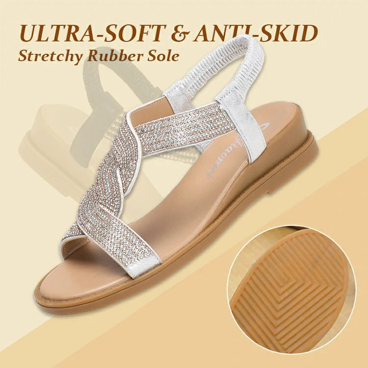Luxury Rhinestone Sandals with Non-Slip, Soft Sole