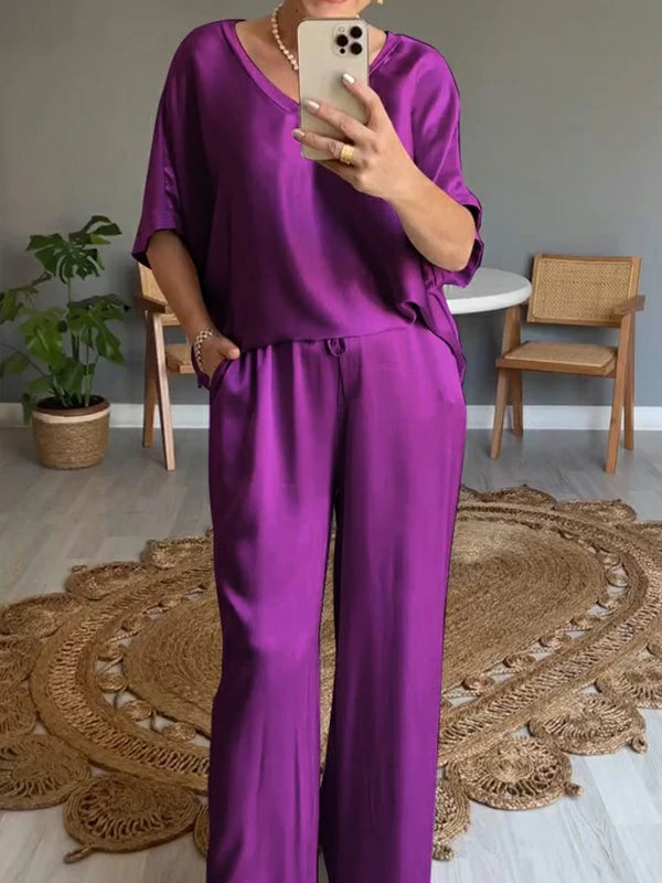 Women's Casual Solid Color Two-Piece Set—Effortless Elegance and All-Day Comfort ✨