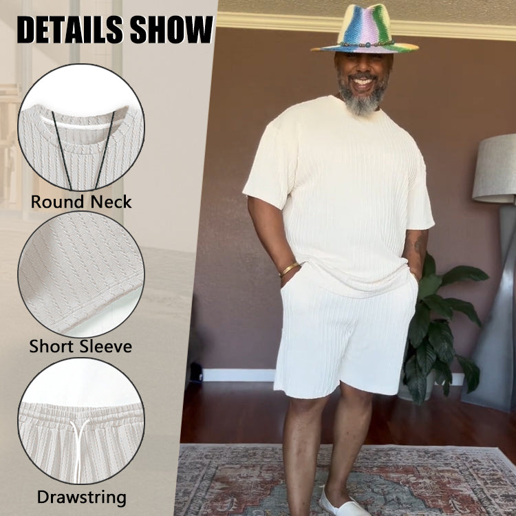 Men's Textured Short Sleeve & Shorts Set π₯