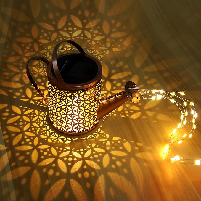 Solar Powered Led Watering Can Star Type