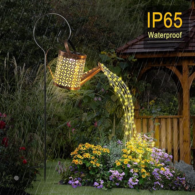 Solar Powered Led Watering Can Star Type