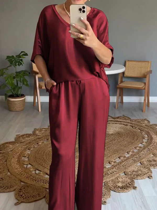 Women's Casual Solid Color Two-Piece Set—Effortless Elegance and All-Day Comfort ✨
