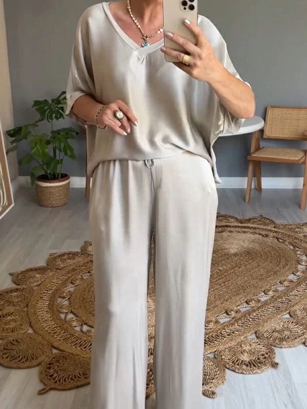 Women's Casual Solid Color Two-Piece Set—Effortless Elegance and All-Day Comfort ✨