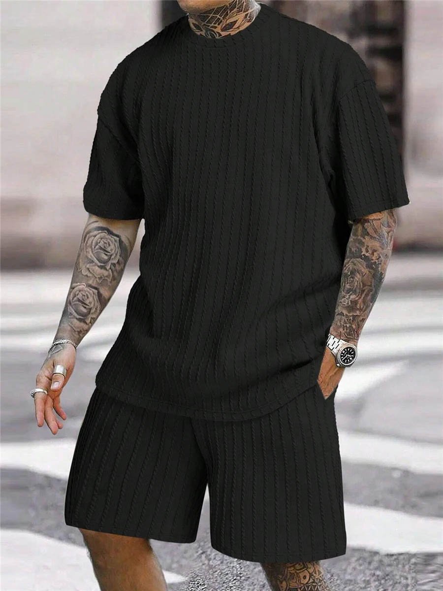 Men's Textured Short Sleeve & Shorts Set π₯