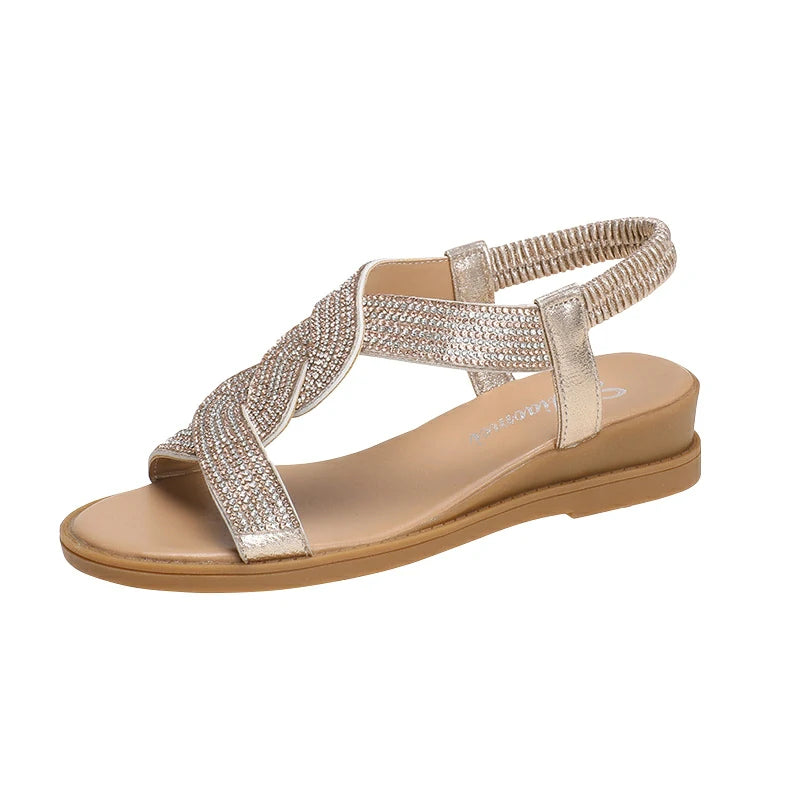Luxury Rhinestone Sandals with Non-Slip, Soft Sole