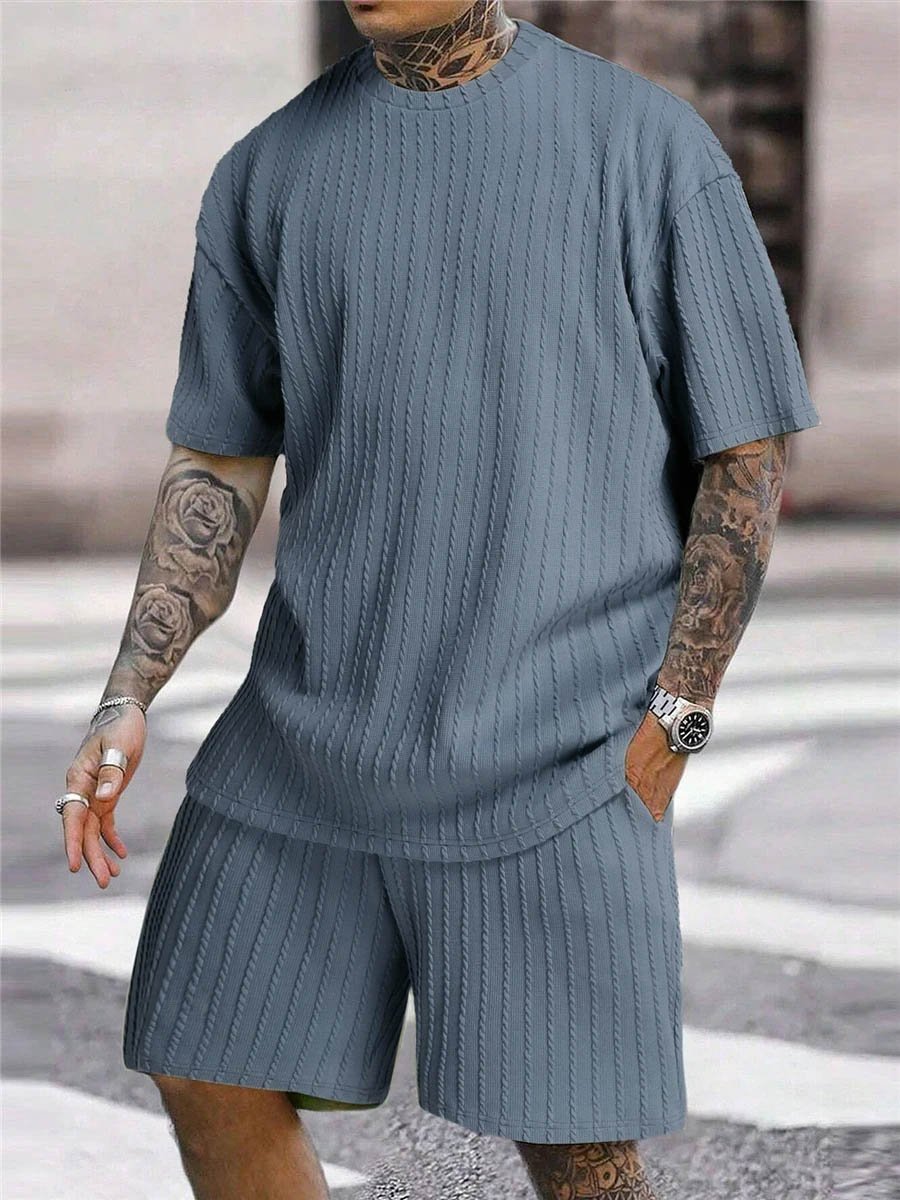 Men's Textured Short Sleeve & Shorts Set π₯