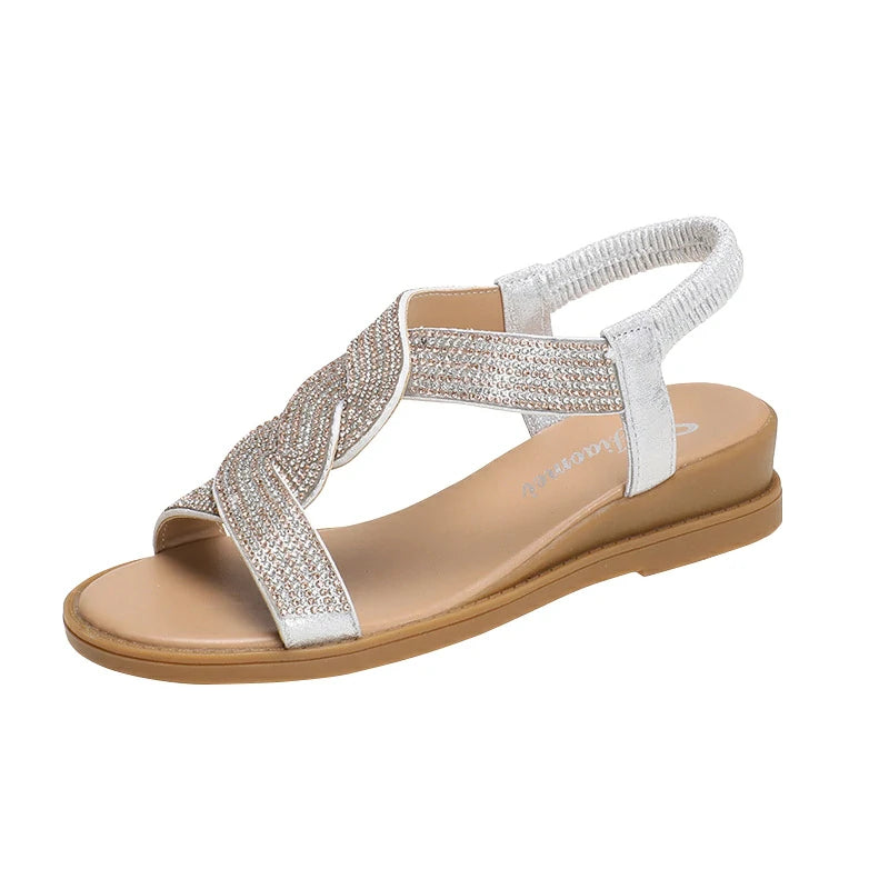 Luxury Rhinestone Sandals with Non-Slip, Soft Sole