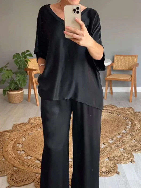 Women's Casual Solid Color Two-Piece Set—Effortless Elegance and All-Day Comfort ✨