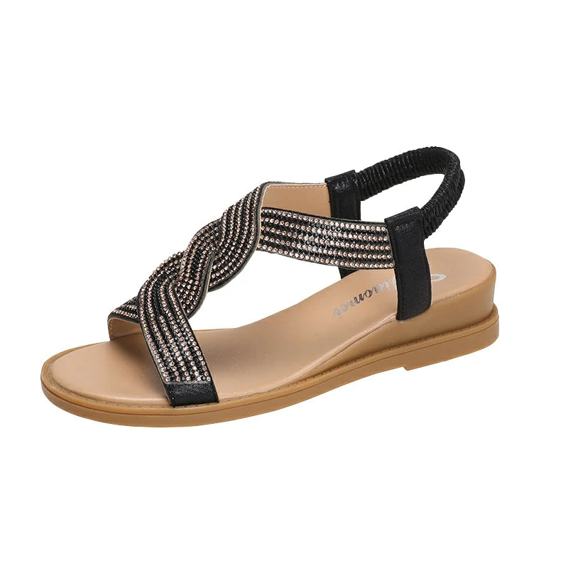 Luxury Rhinestone Sandals with Non-Slip, Soft Sole