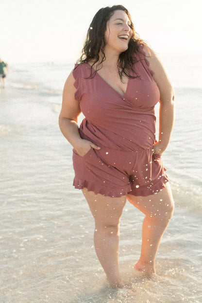 Sleeveless one piece swimsuit