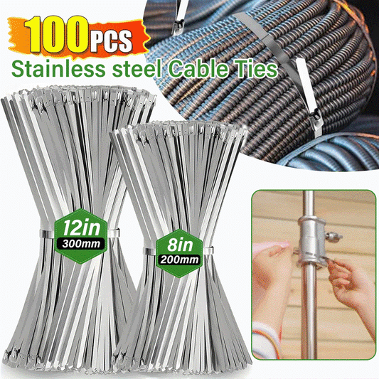 Lock It Tight – 100PCS Stainless Steel Heavy-Duty Cable Ties for Every Task