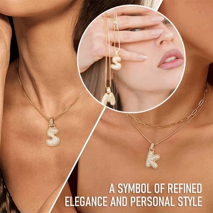 Bubble Initial Diamond Necklace with gift box🎁🎁