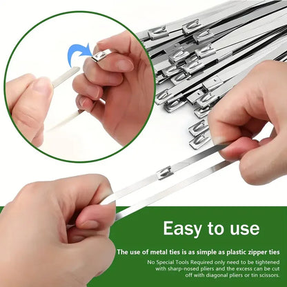 Lock It Tight – 100PCS Stainless Steel Heavy-Duty Cable Ties for Every Task
