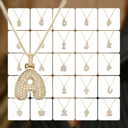 Bubble Initial Diamond Necklace with gift box🎁🎁