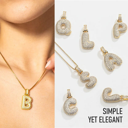 Bubble Initial Diamond Necklace with gift box🎁🎁