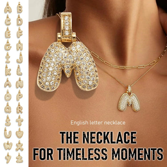 Bubble Initial Diamond Necklace with gift box🎁🎁
