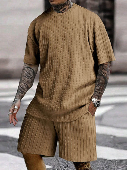 Men's Textured Short Sleeve & Shorts Set 🔥