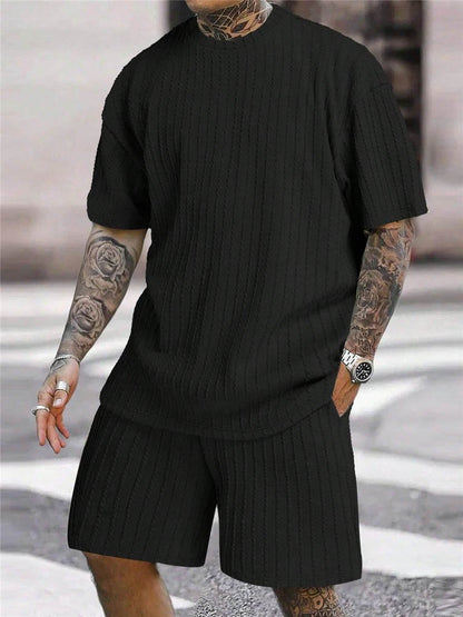 Men's Textured Short Sleeve & Shorts Set 🔥