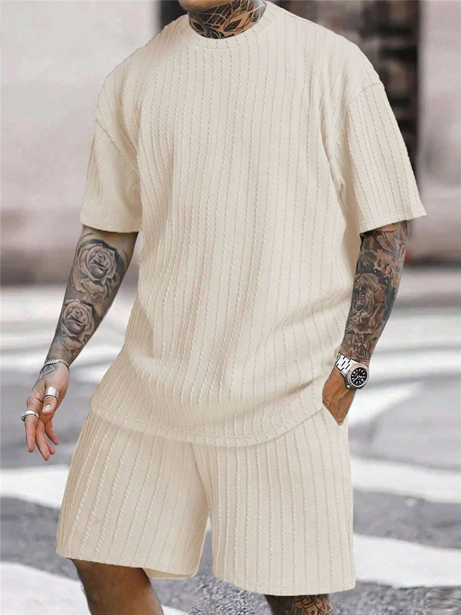 Men's Textured Short Sleeve & Shorts Set 🔥