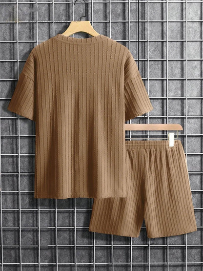 Men's Textured Short Sleeve & Shorts Set 🔥