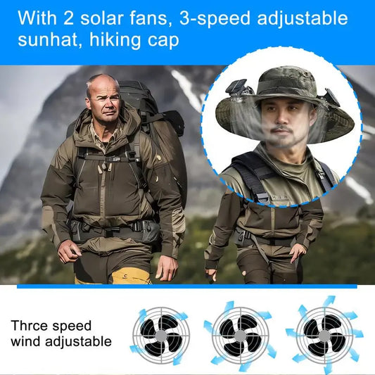🧢  BreezeGuard™ Solar Fan Hat, environmental black technology