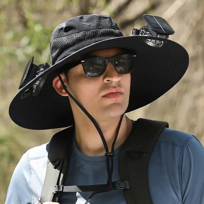🧢  BreezeGuard™ Solar Fan Hat, environmental black technology