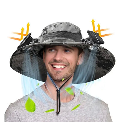 🧢  BreezeGuard™ Solar Fan Hat, environmental black technology