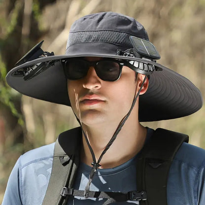🧢  BreezeGuard™ Solar Fan Hat, environmental black technology