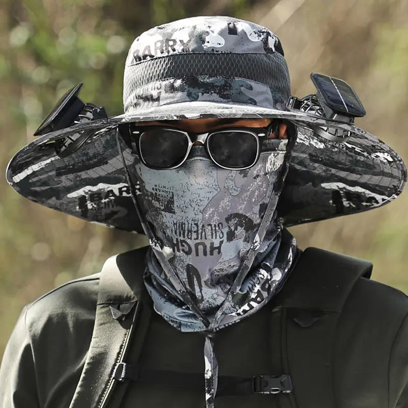 🧢  BreezeGuard™ Solar Fan Hat, environmental black technology