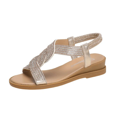 Luxury Rhinestone Sandals with Non-Slip, Soft Sole