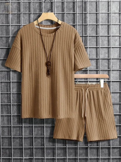 Men's Textured Short Sleeve & Shorts Set 🔥