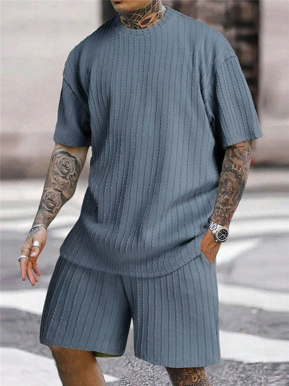 Men's Textured Short Sleeve & Shorts Set 🔥