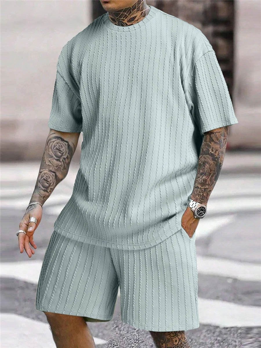 Men's Textured Short Sleeve & Shorts Set 🔥
