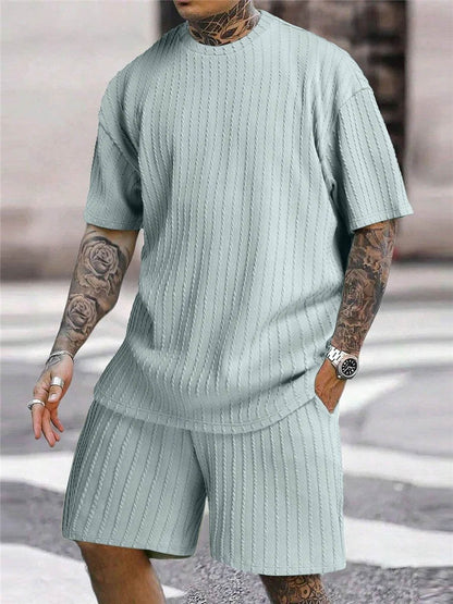 Men's Textured Short Sleeve & Shorts Set 🔥