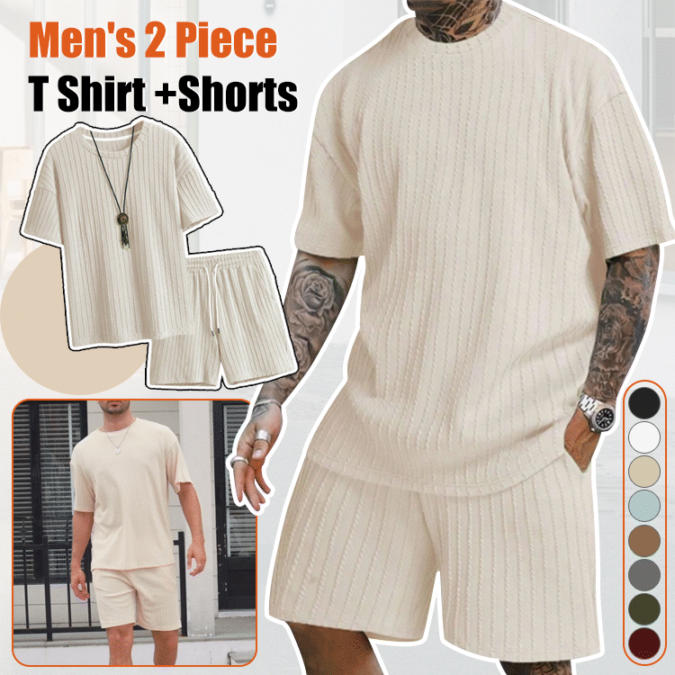 Men's Textured Short Sleeve & Shorts Set 🔥