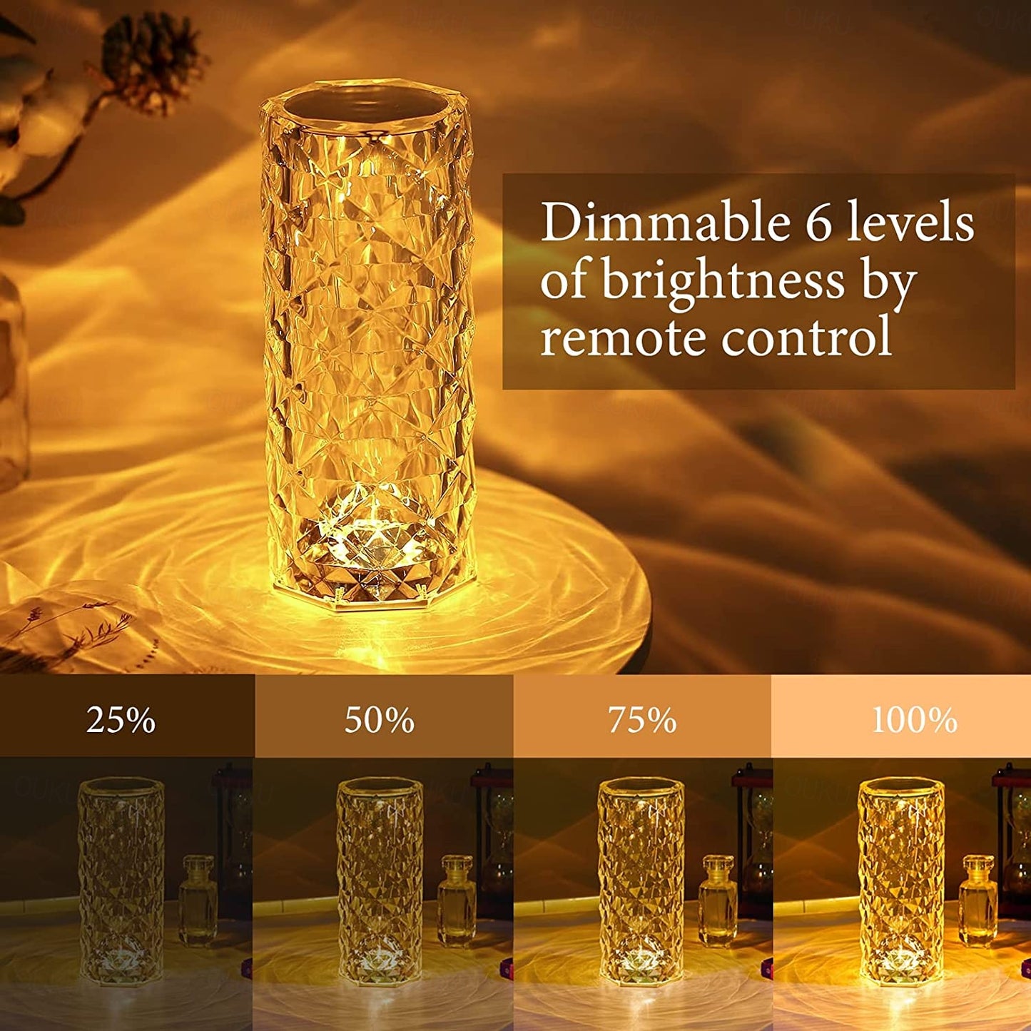 16 Colors Rose Rays Crystal Diamond Table Lamp, fully featured version🎁🎁