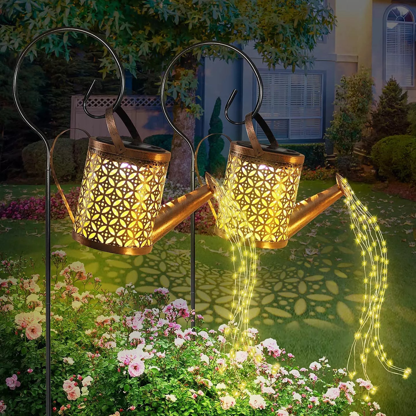 Solar Powered Led Watering Can Star Type
