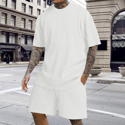 Men's Textured Short Sleeve & Shorts Set 🔥